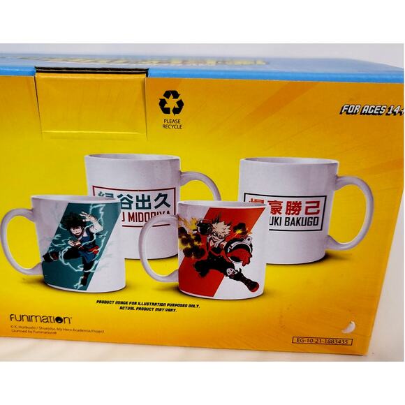 My Hero Academia 2 Mug Set Just Funky Funimation 11 oz 325 ml New in box age 14+ - Picture 4 of 4